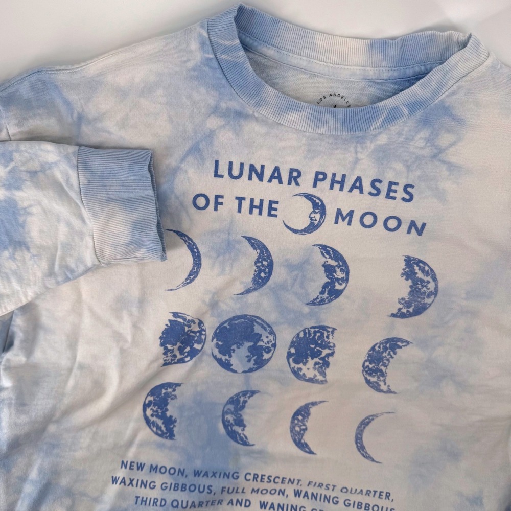 PacSun LA Lunar Phases‎ of the Moon Women Medium Tie Dye Sweatshirt Blue White
